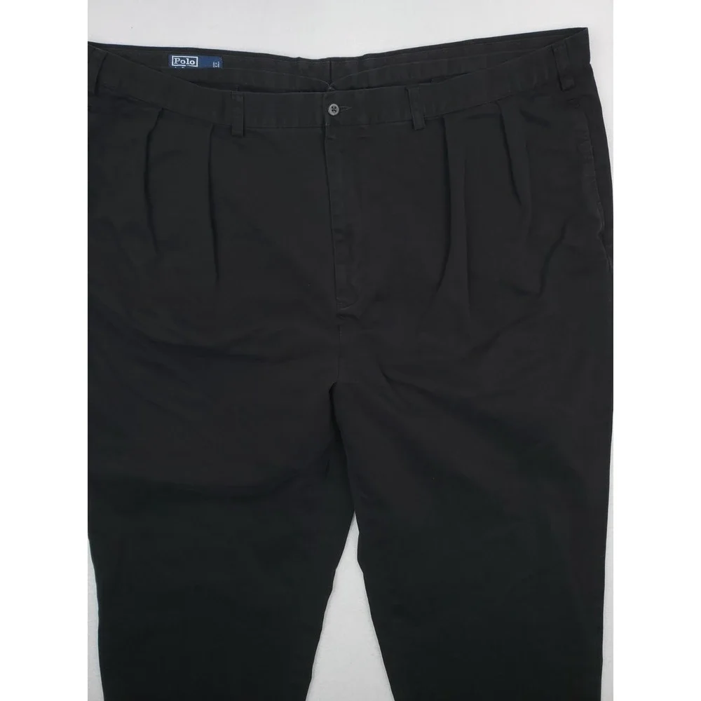 Vintage Polo Ralph Lauren Big Andrew Pants Mens 50Bx27 Black Pleated Slacks